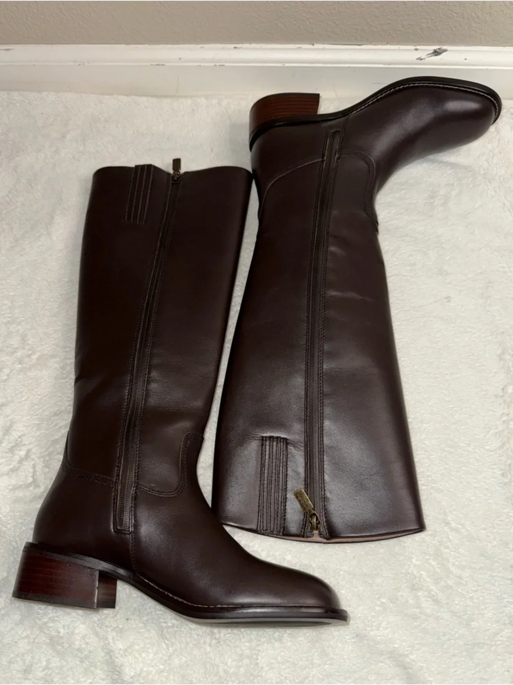 Blonde Freya Waterproof Java Brown Leather Knee-High Riding Boots - Sz 9M, NWOB